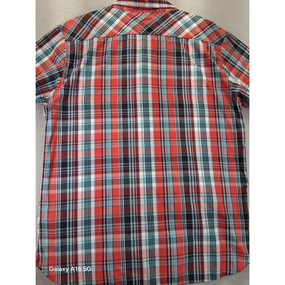 Levi's Men's Short‎ Sleeve Plaid Button-Up Shirt XL, Pockets